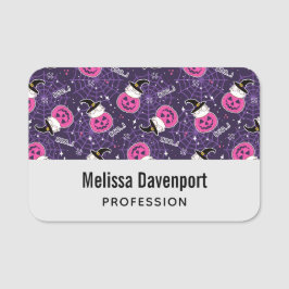 Niedliche Katzen und Kürbis Halloween-Muster Namensschild