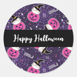 Niedliche Katzen und Kürbis Halloween-Muster Runder Aufkleber