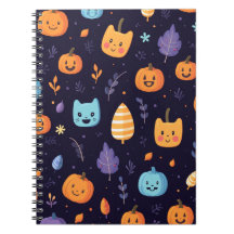 Niedliche Katzen und Pumpkins SpiralNotebook