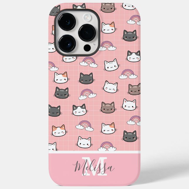 Niedliche Katzen und Regenbogenmonogramm Case-Mate iPhone Hülle (Rückseite)