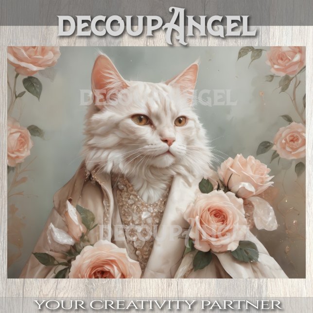 Niedliche Katzen- und romantische Rose - Dekoupage Seidenpapier (Von Creator hochgeladen)