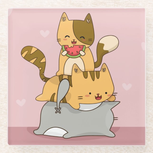 Niedliche Katzen Untersetzer (Vorderseite)