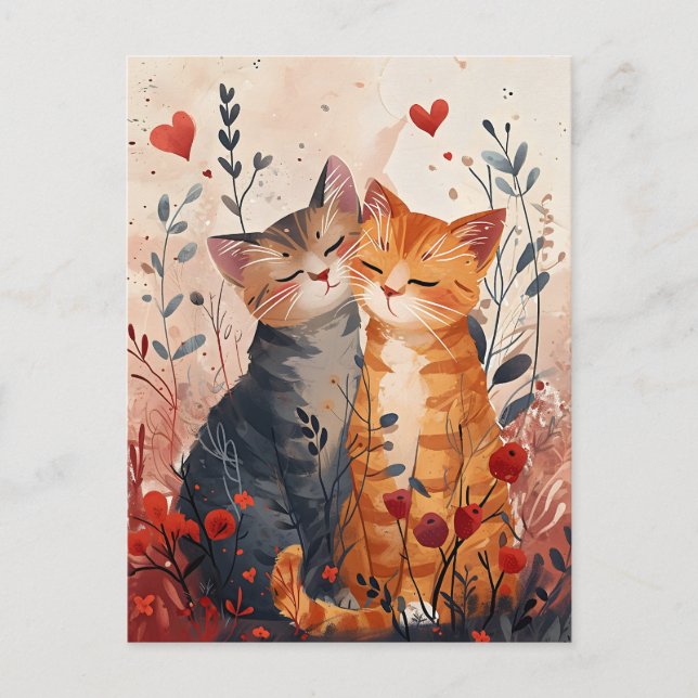 Niedliche Katzen Valentinstag Postkarte (Vorderseite)