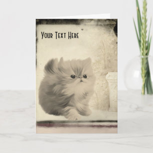 Niedliche Katzen-Vintage-Ansicht-Tier-Fotokarte Karte