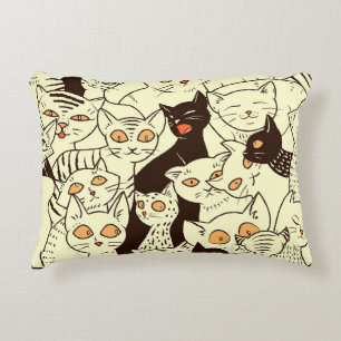 Niedliche Katzen Vintage-Wallpaper-Muster Dekokissen