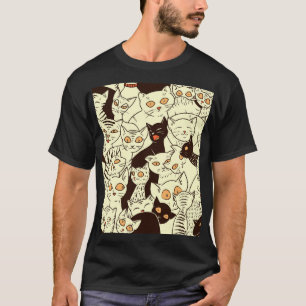 Niedliche Katzen Vintage-Wallpaper-Muster T-Shirt