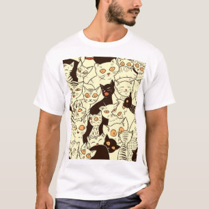 Niedliche Katzen Vintage-Wallpaper-Muster T-Shirt