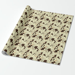 Niedliche Katzen Vintages Hintergrundbild Geschenkpapier