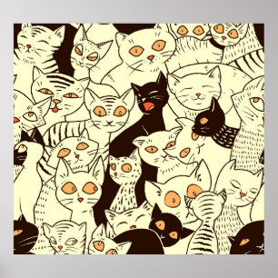 Niedliche Katzen Vintages Hintergrundbild Poster