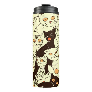 Niedliche Katzen Vintages Hintergrundbild Thermosbecher