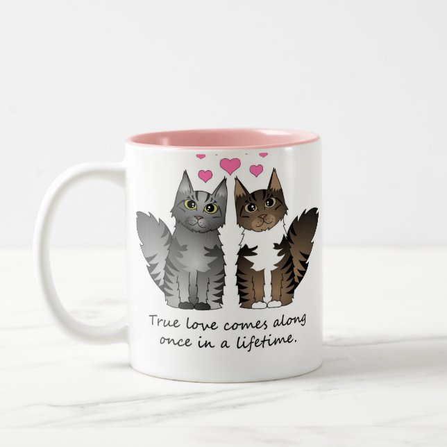 Niedliche Katzen - wahre Liebe Zweifarbige Tasse (Links)