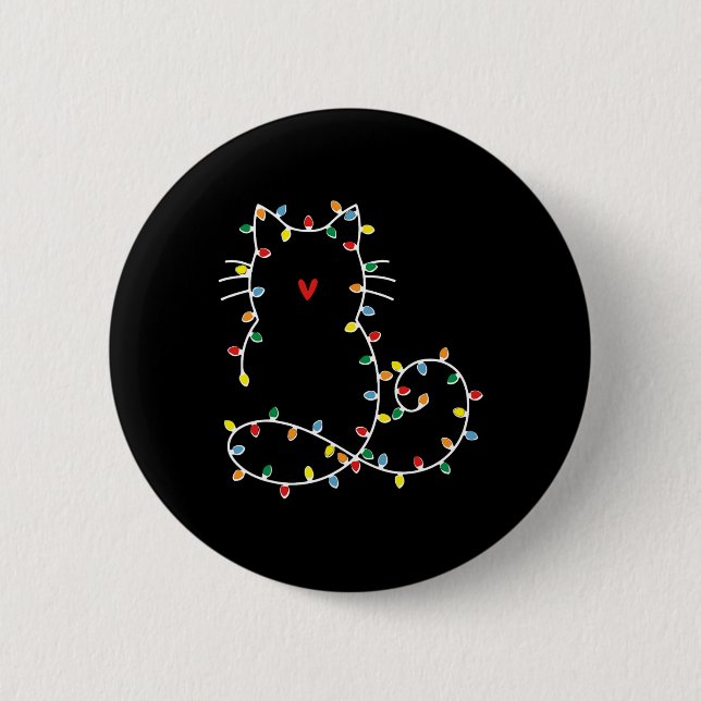 Niedliche Katzen Weihnachten Lichter frohe Catmas  Button (Vorderseite)