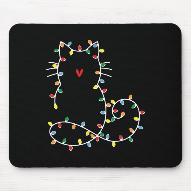 Niedliche Katzen Weihnachten Lichter frohe Catmas  Mousepad (Vorne)
