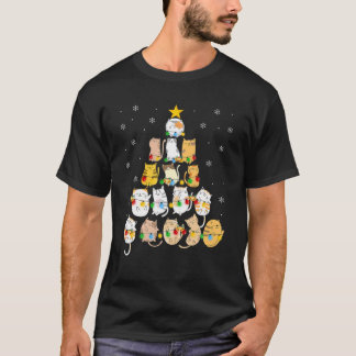 Niedliche Katzen Weihnachtsbaum Funny Xmas Ornamen T-Shirt