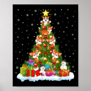 Niedliche Katzen Weihnachtsbaum Weihnachtsdekor Fu Poster