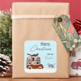 Niedliche Katzen Winter Frohe Weihnachtsgeschenke Quadratischer Aufkleber