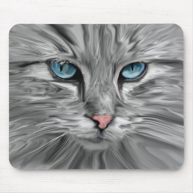 Niedliche Katzenaugen mit Aquarellmalerei Art Mousepad (Vorne)