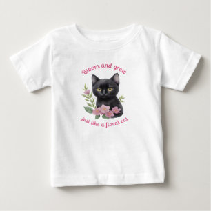 Niedliche Katzenblütenmuster blühen und wachsen Baby T-shirt