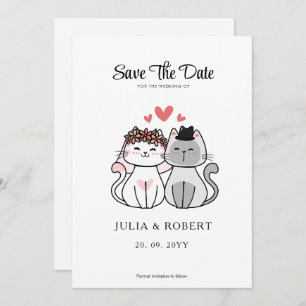 Niedliche Katzenbräune und Hochzeit Save The Date