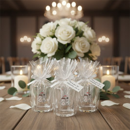 Niedliche Katzenbräune und Hochzeit Schnapsglas