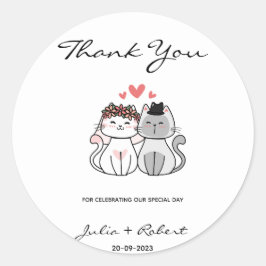 Niedliche Katzenbräune und Hochzeitsfeier Vielen D Runder Aufkleber