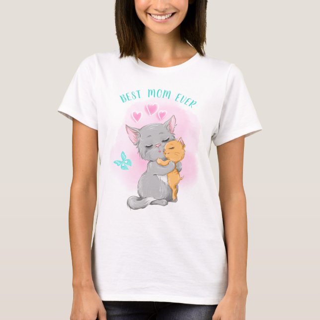 Niedliche Katzenfamilie Katzenmutter-Shirt, Beste  T-Shirt (Vorderseite)