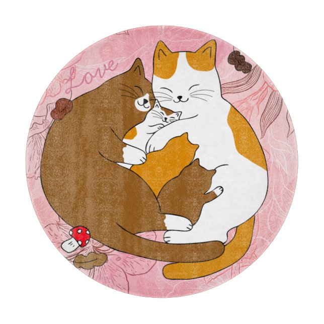 Niedliche Katzenfamilie Schneidebrett (Vorderseite)