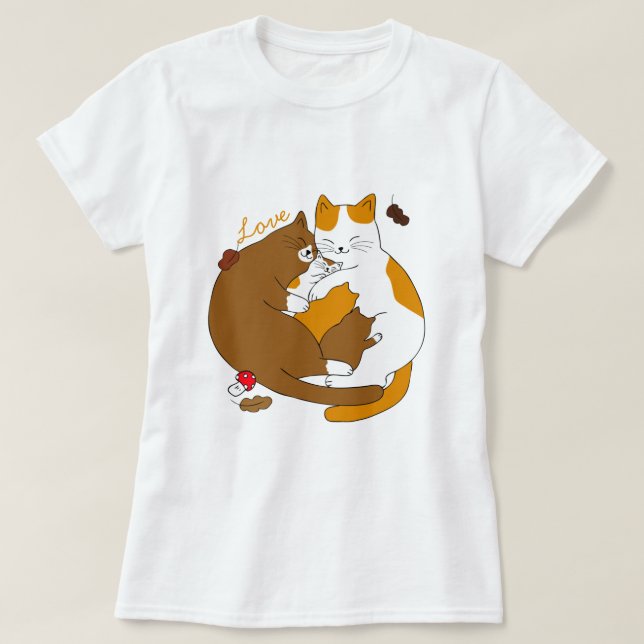 Niedliche Katzenfamilie T-Shirt (Design vorne)