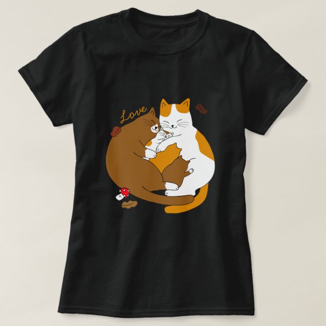 Niedliche Katzenfamilie T-Shirt (Design vorne)