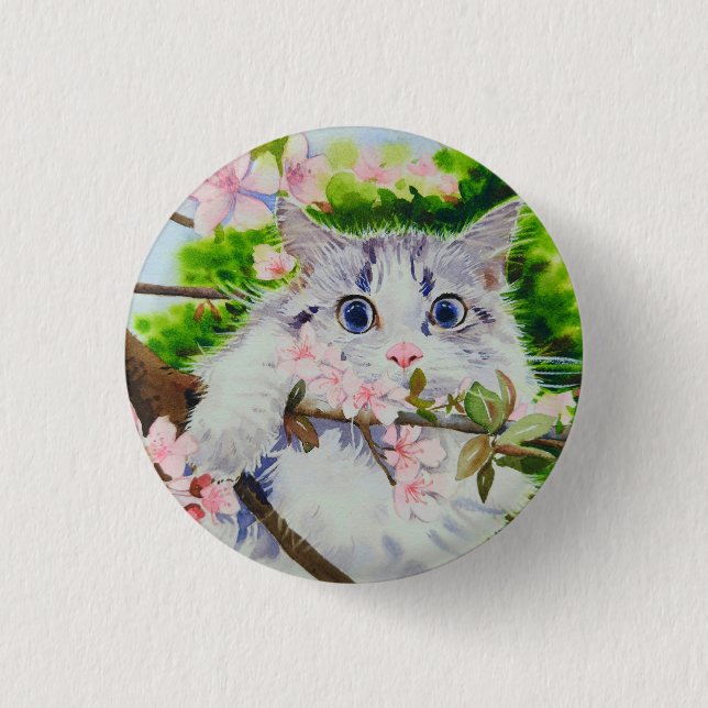 Niedliche Katzenfarbe Button (Vorderseite)