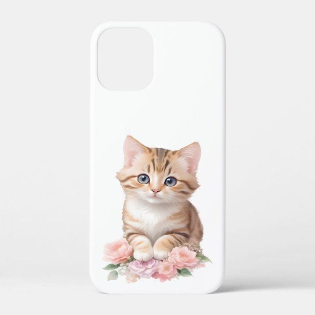Niedliche Katzenfloralblütenblüten Case-Mate iPhone Hülle (Rückseite)