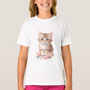 Niedliche Katzenfloralblütenblüten T-Shirt