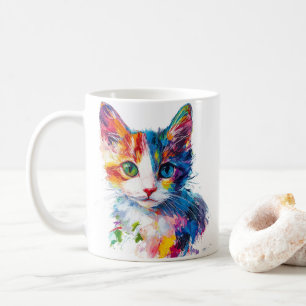Niedliche Katzenfoto-Tasse in lebendiger Farbe - G Kaffeetasse