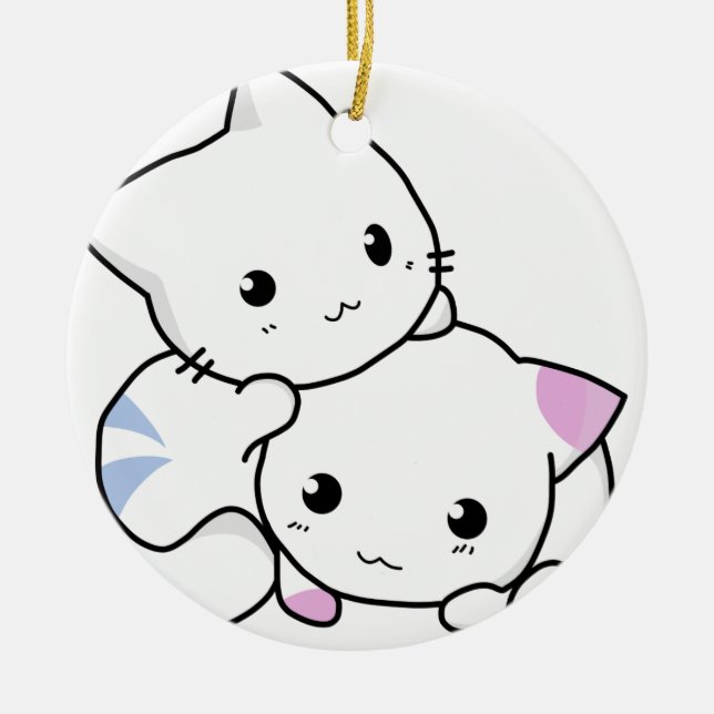 Niedliche Katzenfreunde Keramikornament (Vorne)