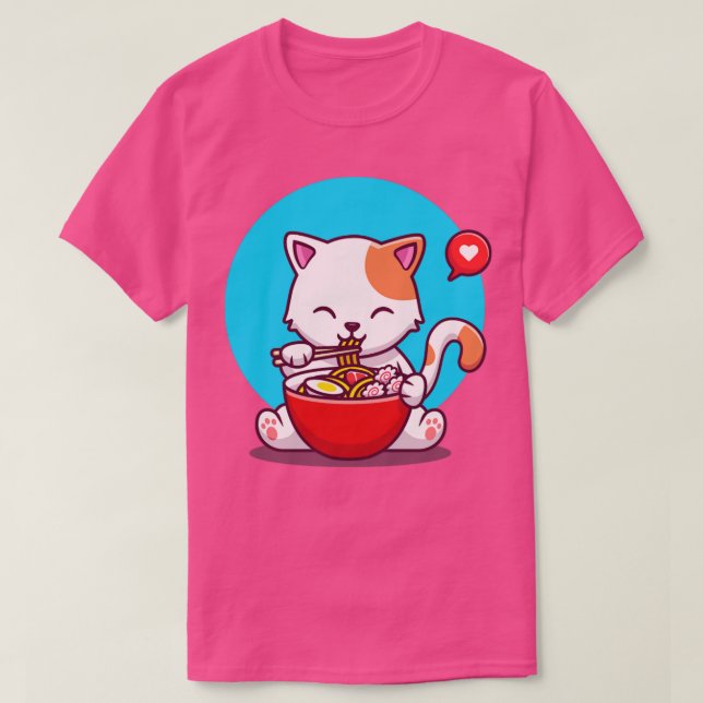 Niedliche Katzenfutter mit Chopstick T-Shirt (Design vorne)