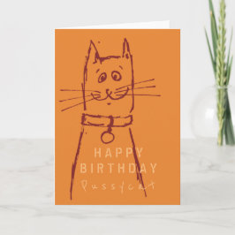 Niedliche Katzengeburtkarte orange Karte