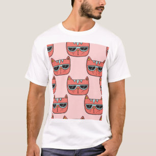 Niedliche Katzengesichter, nahtlose Muster. T-Shirt