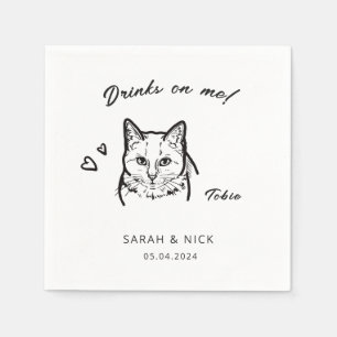 Niedliche Katzengetränke bei Hochzeiten am Empfang Serviette