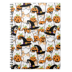 Niedliche KatzenHexe mit Bumkin Halloween Notizblock