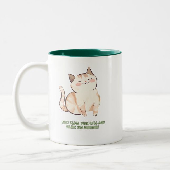 Niedliche Katzenjause Zweifarbige Tasse (Links)