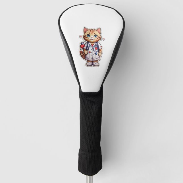 Niedliche Katzenkardiologieschülerin Golf Headcover (Vorderseite)