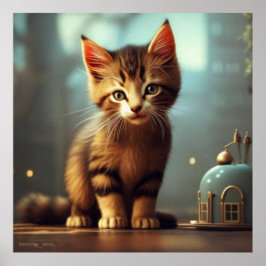 Niedliche Katzenkätzchen, hellbraun und Streifen Poster