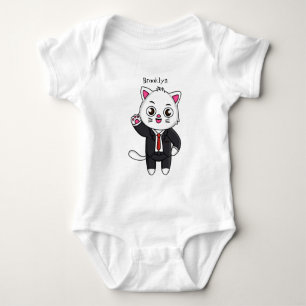 Niedliche Katzenkatze im Anzug Cartoon Baby Strampler