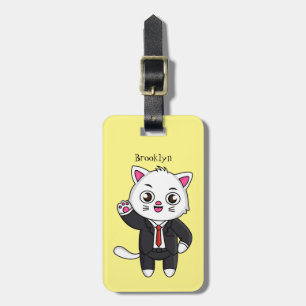 Niedliche Katzenkatze im Anzug Cartoon Gepäckanhänger