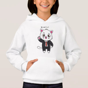 Niedliche Katzenkatze im Anzug Cartoon Hoodie