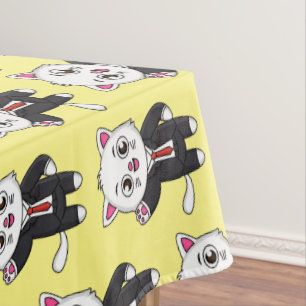 Niedliche Katzenkatze im Anzug Cartoon Tischdecke