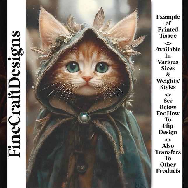 Niedliche Katzenkatze in einer Holzhülle, BT8-Deco Seidenpapier (Von Creator hochgeladen)