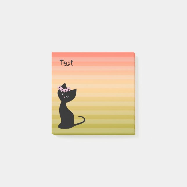 Niedliche Katzenkatze personalisiert Sommergradien Post-it Klebezettel (Vorderseite)