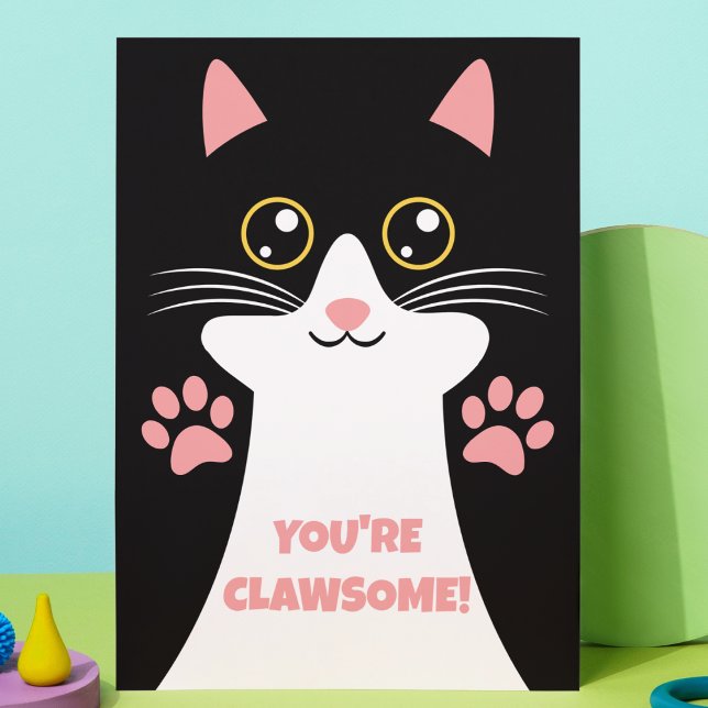 Niedliche Katzenkatze Thema Kindergeburtstag Viele Dankeskarte ("You're claw some" cute kitty cat kid's birthday thank you card girls bday party )