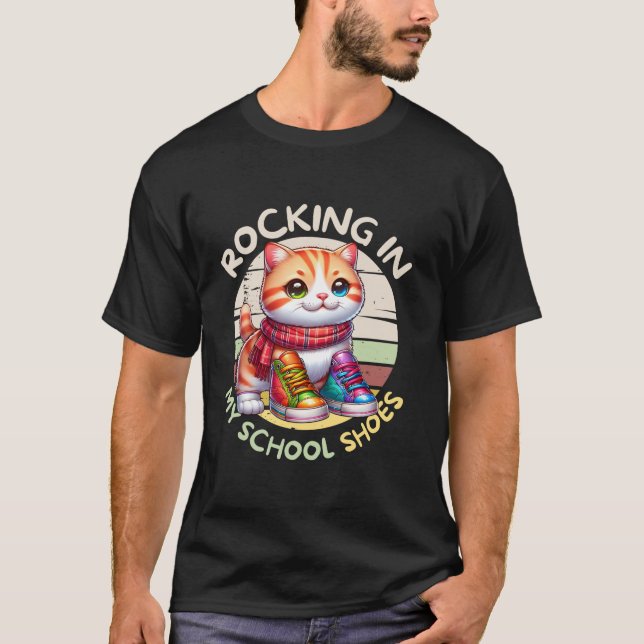 Niedliche Katzenkatze zurück zum Schulrocken in me T-Shirt (Vorderseite)